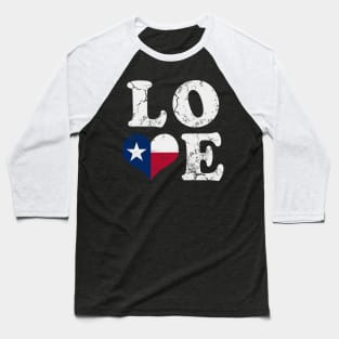 Love Texas Flag Heart Texan Baseball T-Shirt